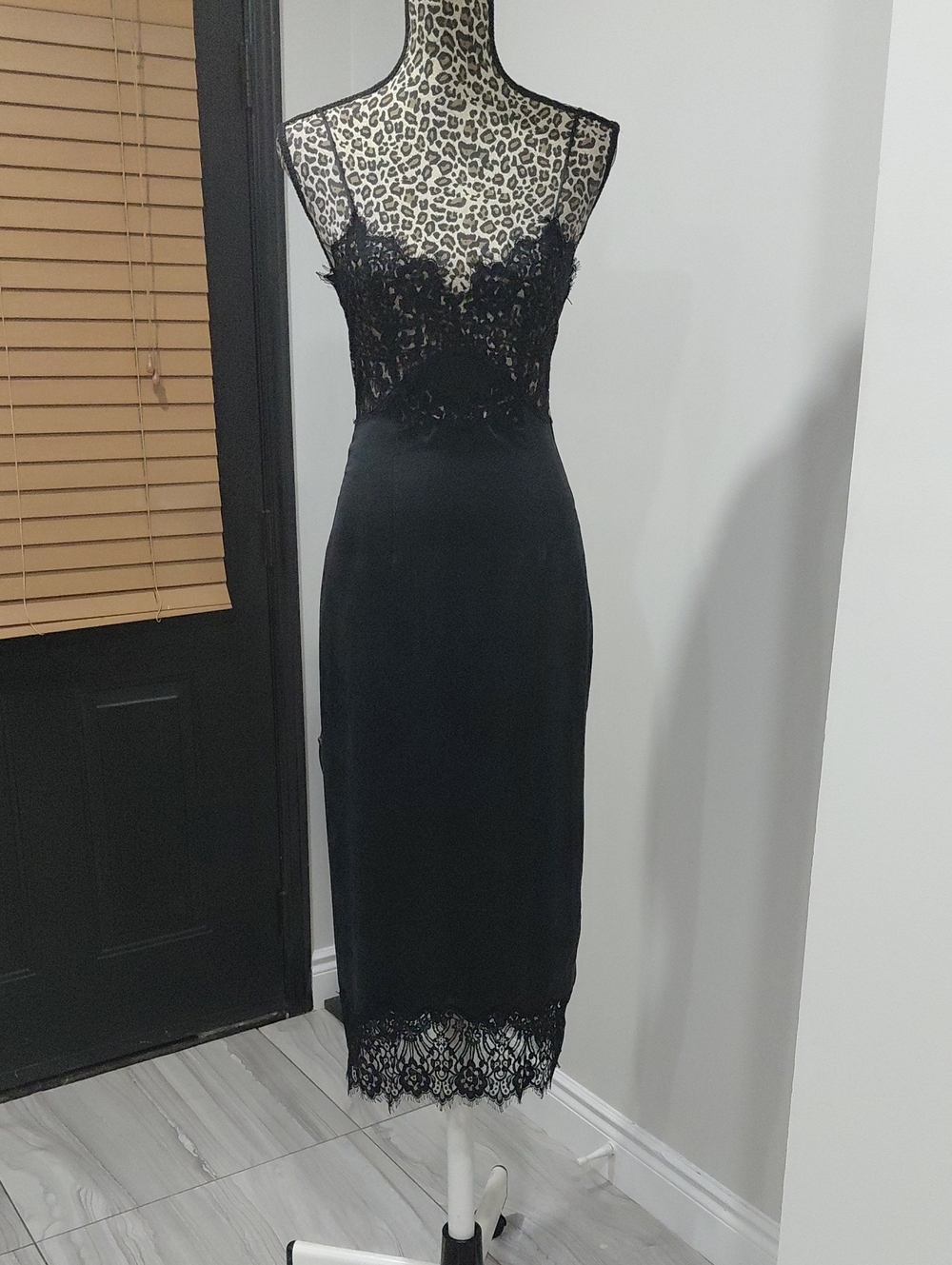 100% Silk Victoria's Secret Black Lace Midi Dress